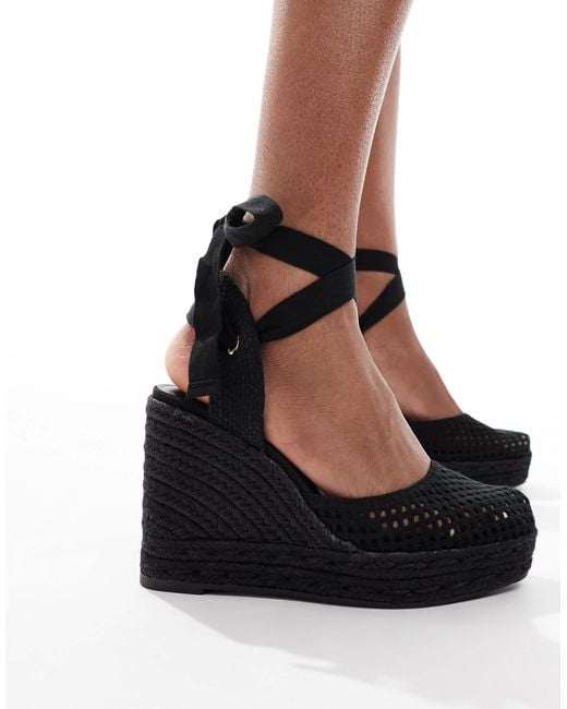 Stradivarius Black Crochet Wedge