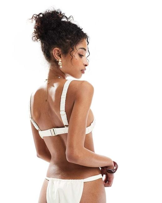 Miss Selfridge White Mix And Match Ruched Cup Detail Bikini Top