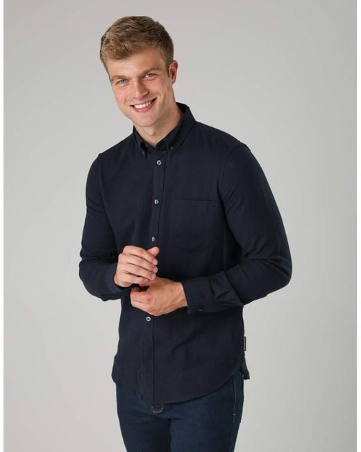 French Connection Blue Cotton Chest Pocket Flannel Long Sleeve Shirt for men