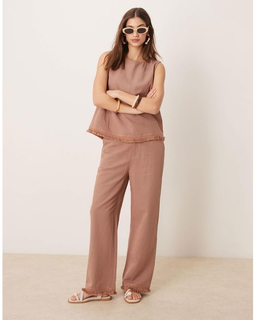 ASOS Natural – hose aus leinenmix