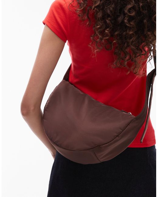 TOPSHOP Red – cora – gesteppte nylon-umhängetasche