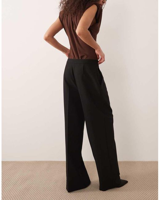 Mango Black Buckle Detail Straight Tailored Trousers
