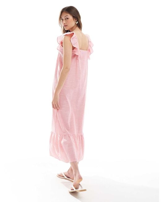 Pieces Pink – gestuftes camisole-maxikleid
