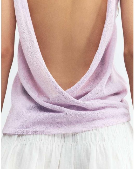 Pull&Bear White Short Sleeve Jumper With Open Back