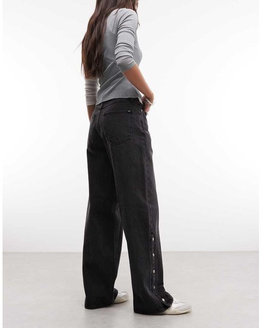 Obey Black Penelope Side Snap Button Up Denim Jeans