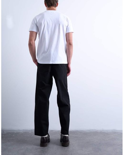 Topman Black Ripstop Taper Leg Pants With Seam Detail for men