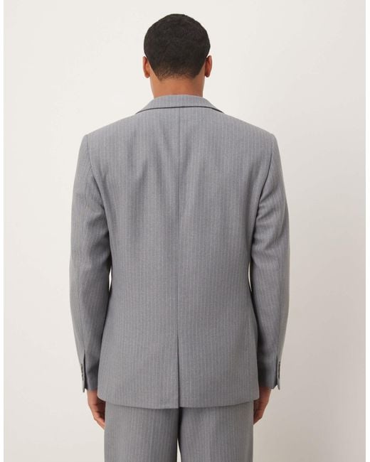 ASOS Gray Regular Wool Suit Jacket With Pinstripe for men