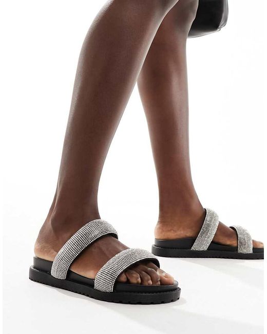 Sandalias Plateadas Con Dos Correas Y Planta Moldeada De French Connection de color Brown
