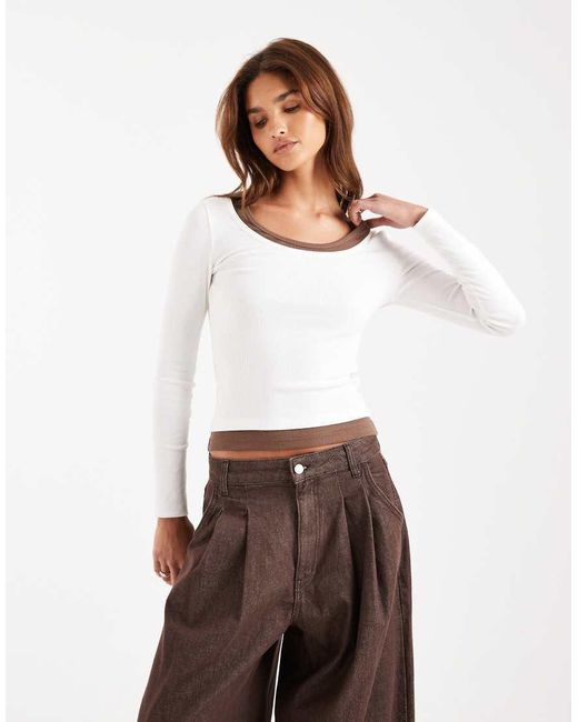 ASOS White Faux Double Layer Long Sleeve