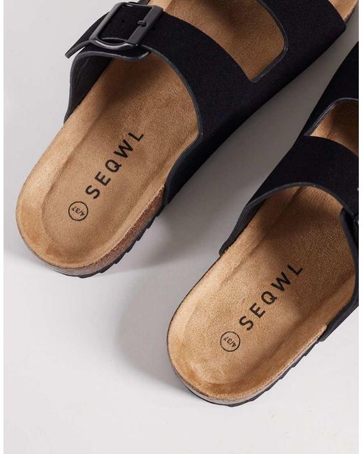 SEQWL Black Olsen Sandals With Buckles