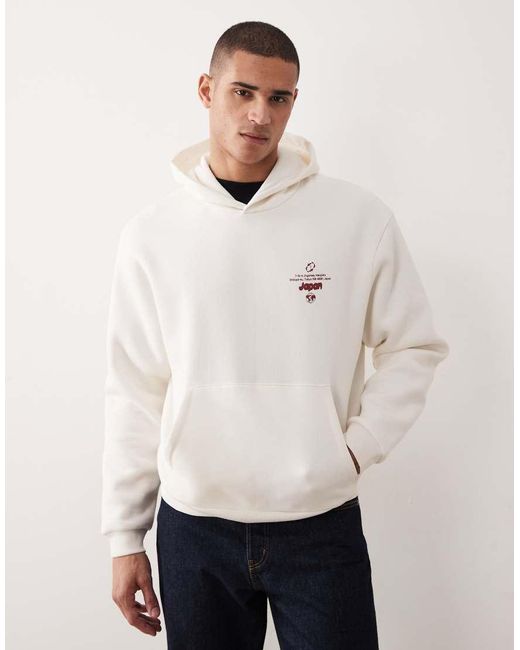 ASOS White Relaxed Boxy Hoodie With Bubble Text Print for men