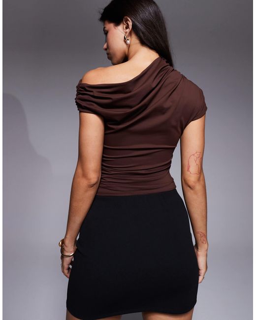 ASOS Purple Mix & Match Off-shoulder Ruched Detail Top