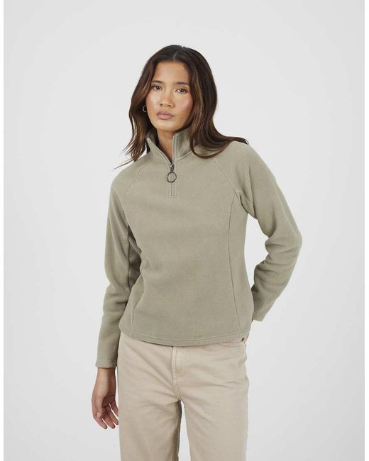 Brave Soul Natural Quarter Zip Polar Fleece Sweatshirt