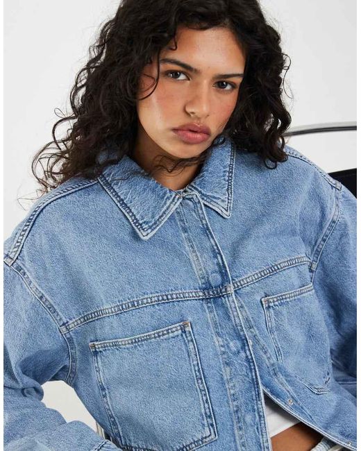 ONLY Blue Boxy Denim Shirt