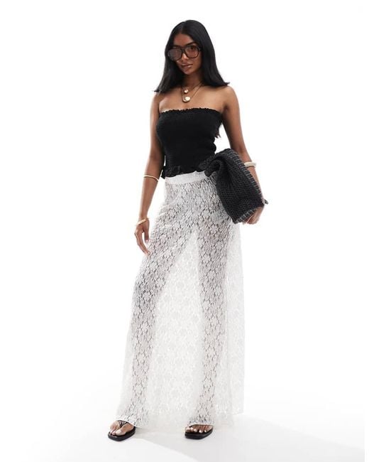 ONLY Maxi Rok Met Kant in het White