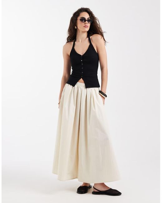 New Look Black Halter Neck Button Through Top