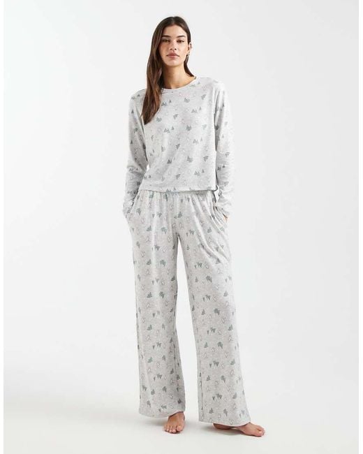 Hollister Gray Low Rise Wide Leg Pyjama Bottoms Co-ord