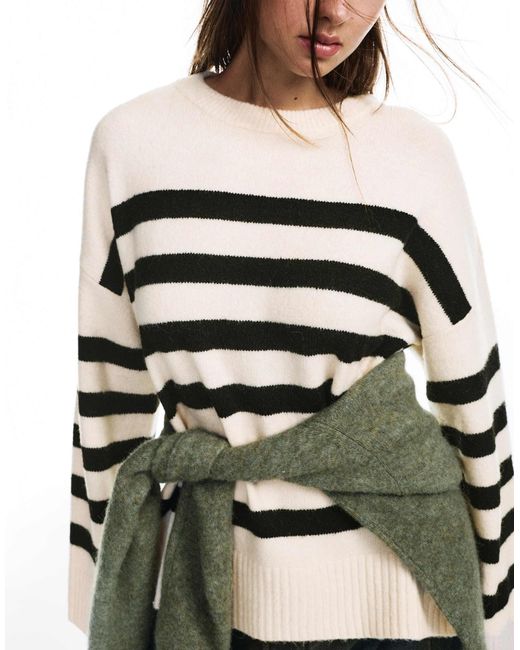 Pull&Bear White – gestreifter pullover