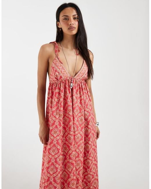 Free People Red Sorrento Boho Maxi Dress