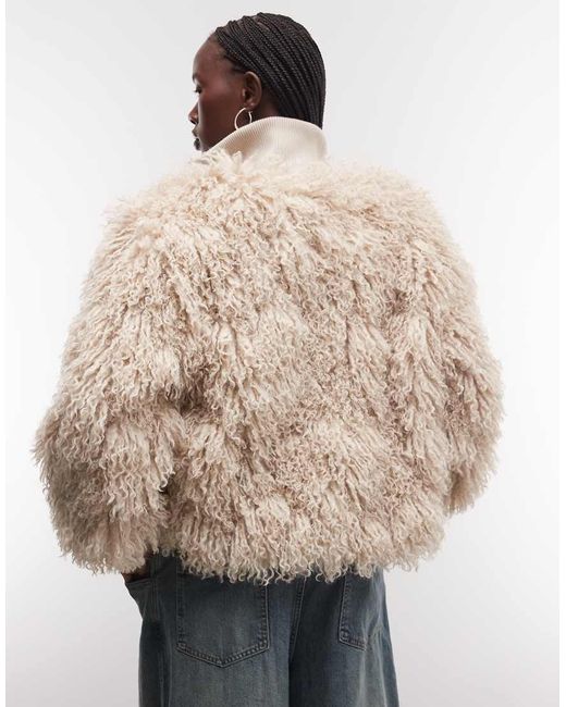 Weekday Natural Boxy Fit Faux Fur Jacket