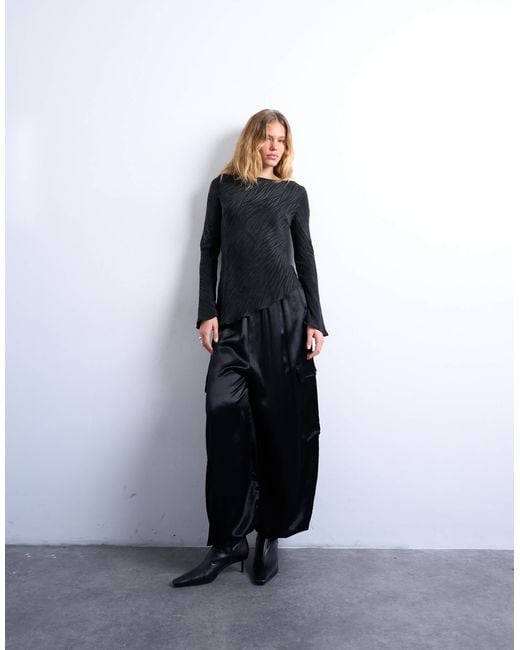 TOPSHOP Blue – langärmliges oberteil mit jacquard-zebramuster