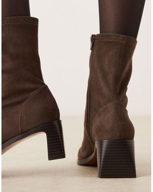 ASOS Brown Wide Fit Rush Ankle Boots With Set Back Heel