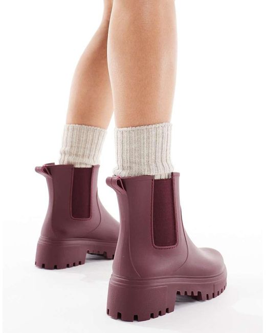 London Rebel Purple Phoebe Chunky Chelsea Boots