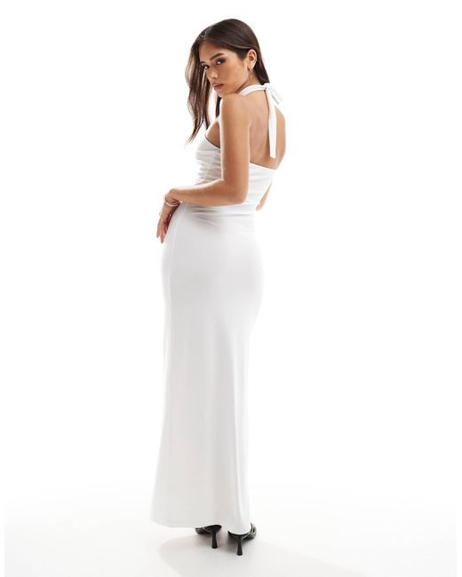white dress gold hardware Women's Ecru Gold Hardware Belt Detail Maxi Dress | Arden main image 0