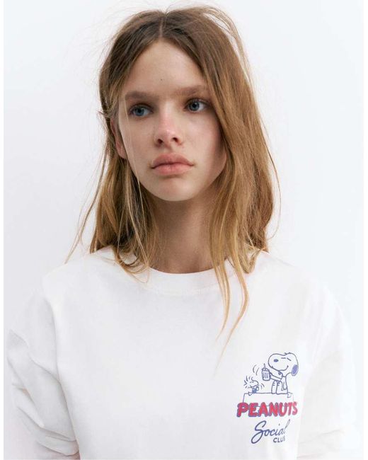 Pull&Bear White Peanuts Snoopy T-Shirt