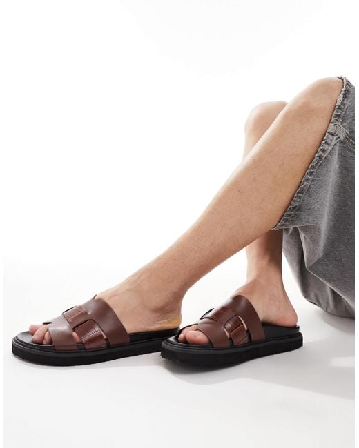 ASOS Brown Slider Sandals for men