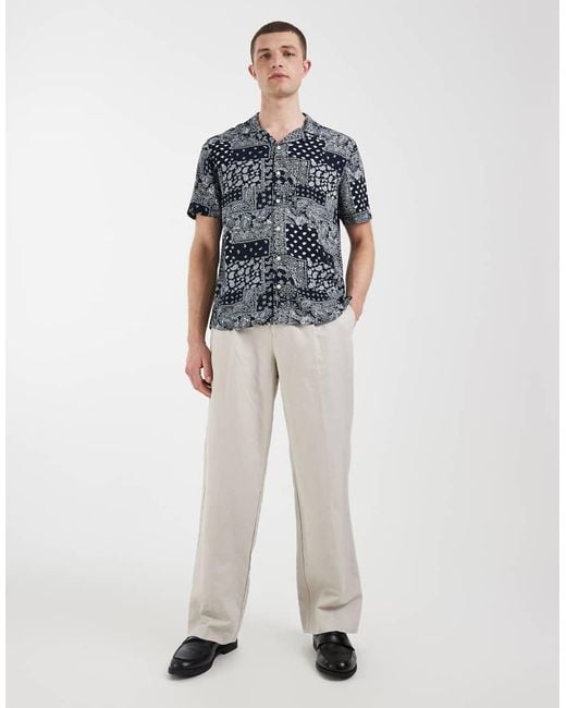Blend Blue Regular Fit Bandana Print Shirt for men