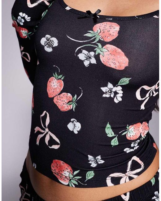 Kaiia Black Exclusive Mix And Match Scoop Neck Pyjama Top Co-ord
