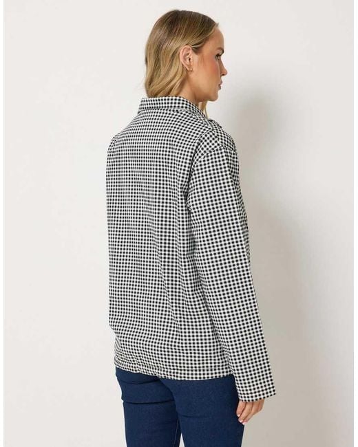 Long Tall Sally Gray Gingham Funnel Neck Jacket