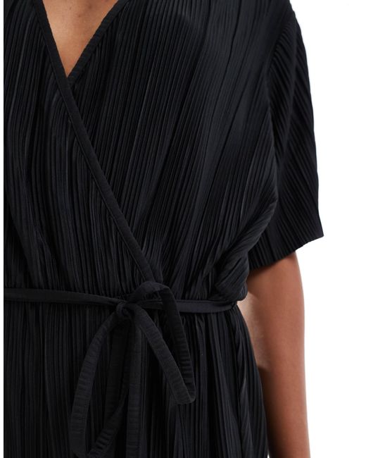Vero Moda Black Plisse Wrap Front Jumpsuit