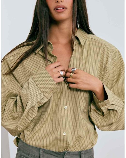 Lioness Multicolor Notting Hill Oversized Shoulder Pad Detail Multiway Button Front Shirt