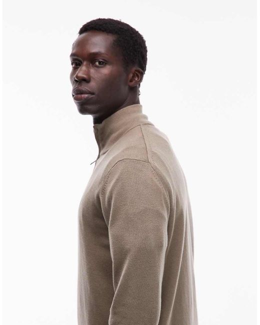 AllSaints Brown Kilburn Quarter-zip Jumper for men