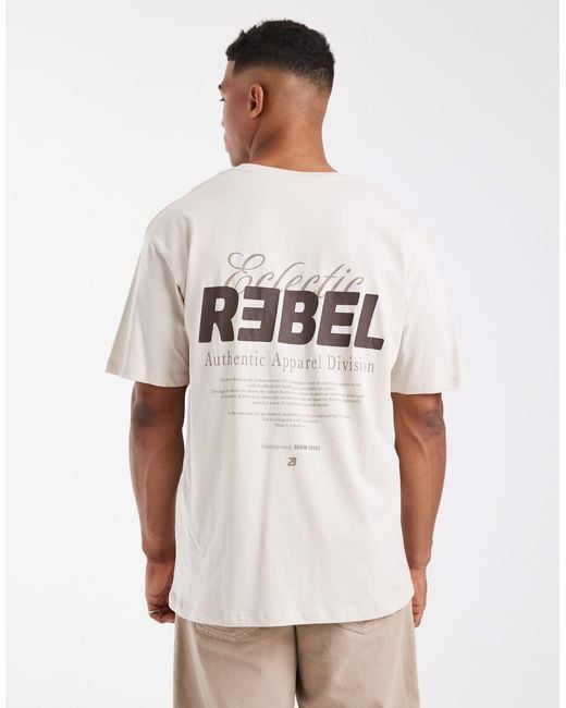 JJ Rebel White Oversized T-shirt With Eclectic Backprint for men
