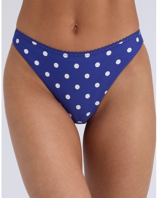 Boux Avenue Blue Hydra Brief Bikini Bottoms Summer Polka Dot Classic Swimwear