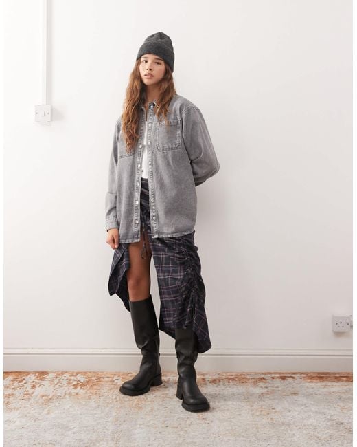 Noisy May Gray – denim-hemdjacke