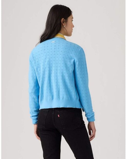Levi's Blue Supersoft Pointelle Crewneck Cardigan