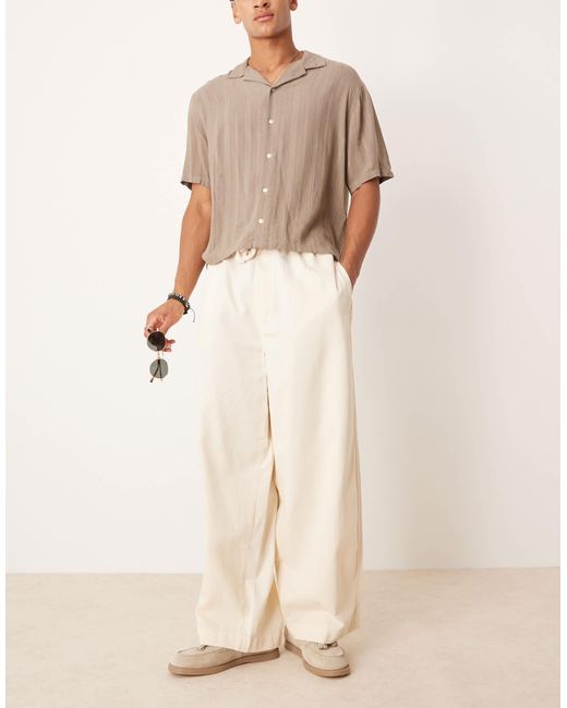 ASOS Natural Lightweight Herringbone Parachute Trousers for men