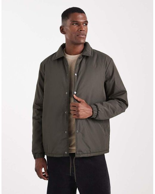 Brave Soul Gray Padded Jacket With Collar for men