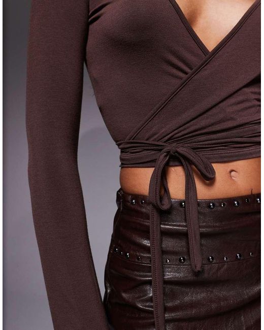Edikted Gray Malenna Wrap Top