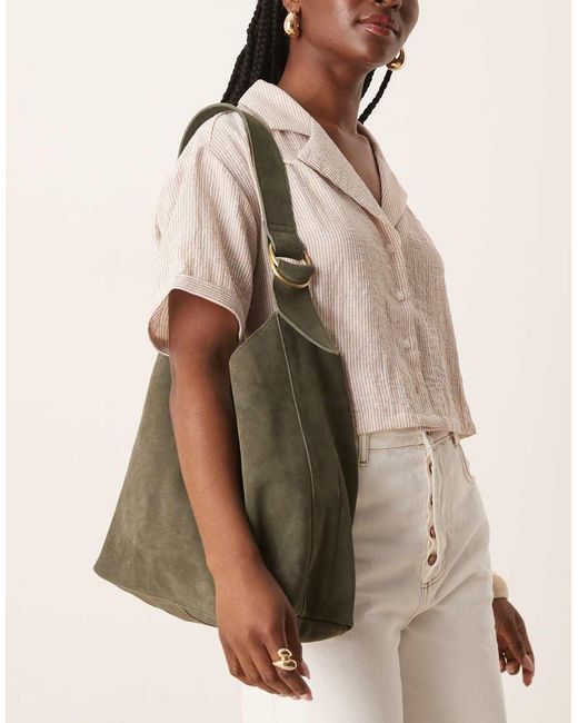 Barney's Originals Green Suede Shoulder Bag