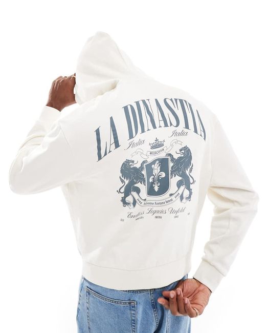Sudadera Color Piedra De Corte Cuadrado Extragrande Con Capucha Y Estampado En El Pecho Y La Espalda De -Gris ASOS de hombre de color Gray