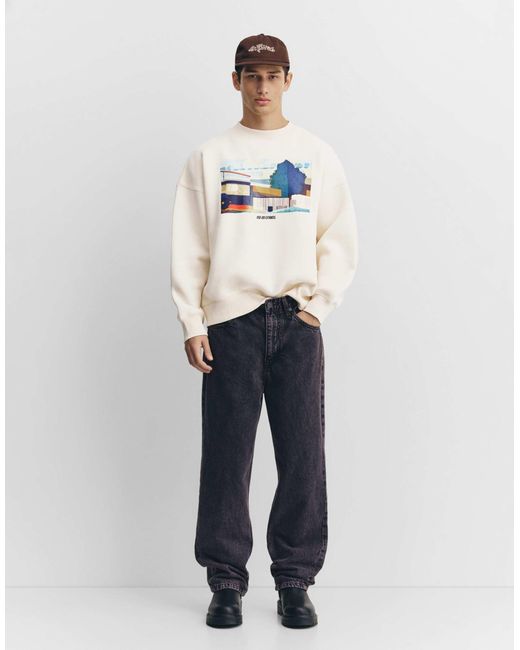 Pull&Bear – sweatshirt in White für Herren