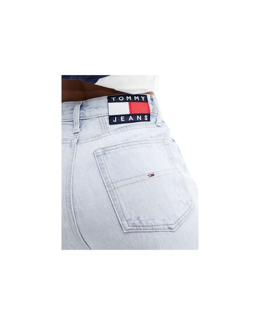 Tommy Hilfiger Blue Mom Jean Ultra High Rise Tapered Ripped Jean