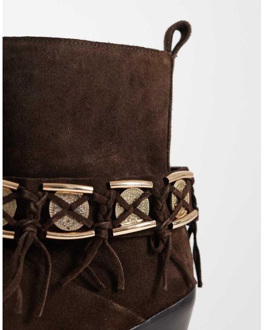 Bronx Brown New-kole Fringe Western Ankle Boots