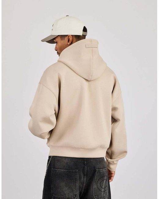CERNUCCI Natural Double Knit Zip Through Boxy Hoodie for men