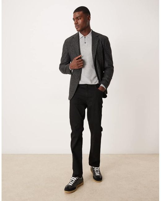 Mango Gray Wool Blend Tweed Blazer for men